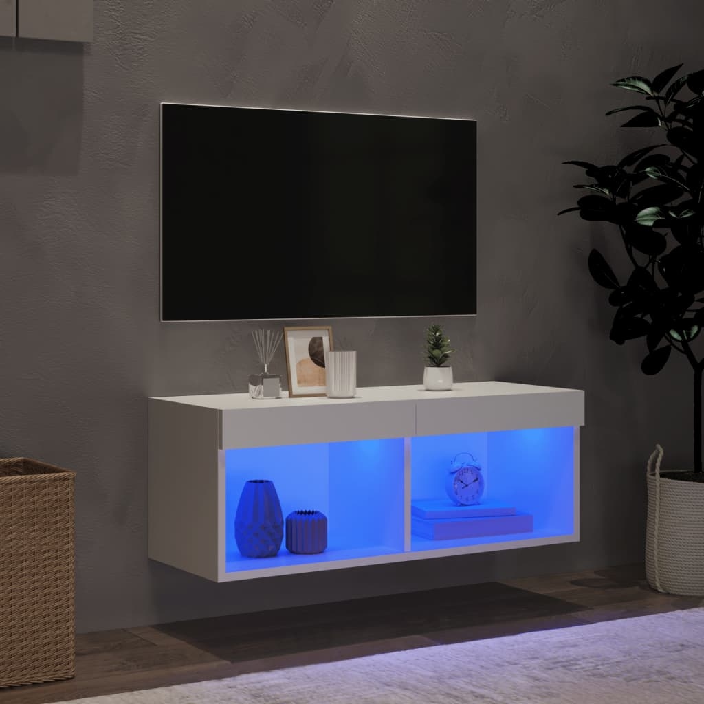 VidaXL Tv-meubel met LED-verlichting 80x30x30 cm wit