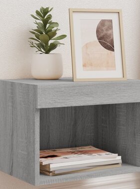 VidaXL Nachtkastjes met LED's 2 st wandgemonteerd grijs sonoma eiken