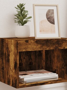 VidaXL Nachtkastjes met LED's 2 st wandgemonteerd gerookt eikenkleurig