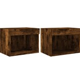 VidaXL Nachtkastjes met LED's 2 st wandgemonteerd gerookt eikenkleurig