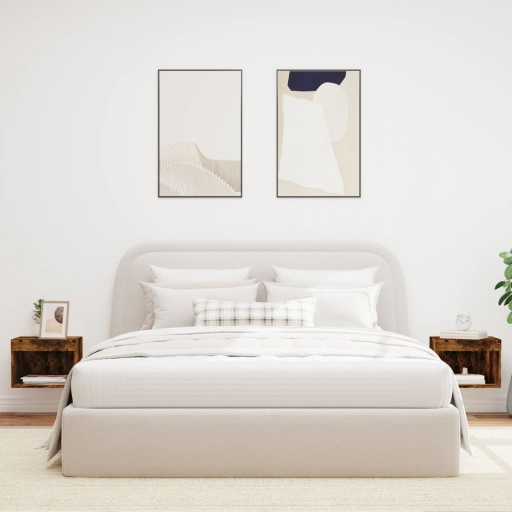 VidaXL Nachtkastjes met LED's 2 st wandgemonteerd gerookt eikenkleurig