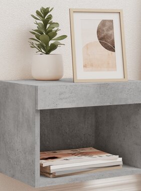 VidaXL Nachtkastjes met LED's 2 st wandgemonteerd betongrijs