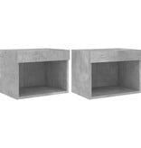 VidaXL Nachtkastjes met LED's 2 st wandgemonteerd betongrijs