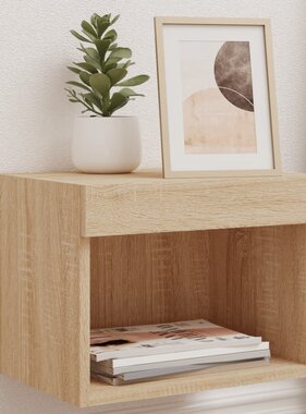 VidaXL Nachtkastjes met LED's 2 st wandgemonteerd sonoma eikenkleurig