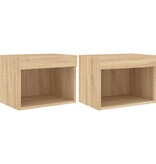 VidaXL Nachtkastjes met LED's 2 st wandgemonteerd sonoma eikenkleurig