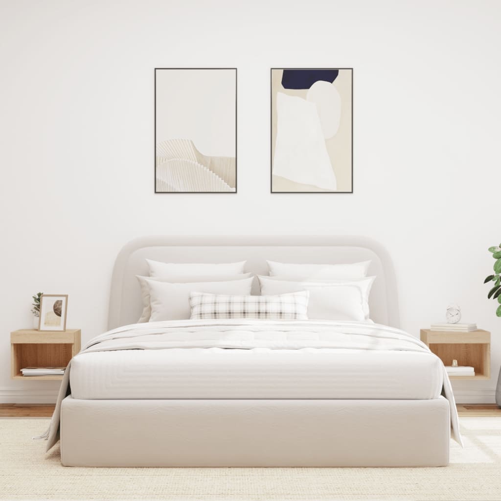 VidaXL Nachtkastjes met LED's 2 st wandgemonteerd sonoma eikenkleurig