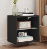 VidaXL Nachtkastje met LED's wandgemonteerd zwart