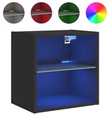 VidaXL Nachtkastje met LED's wandgemonteerd zwart