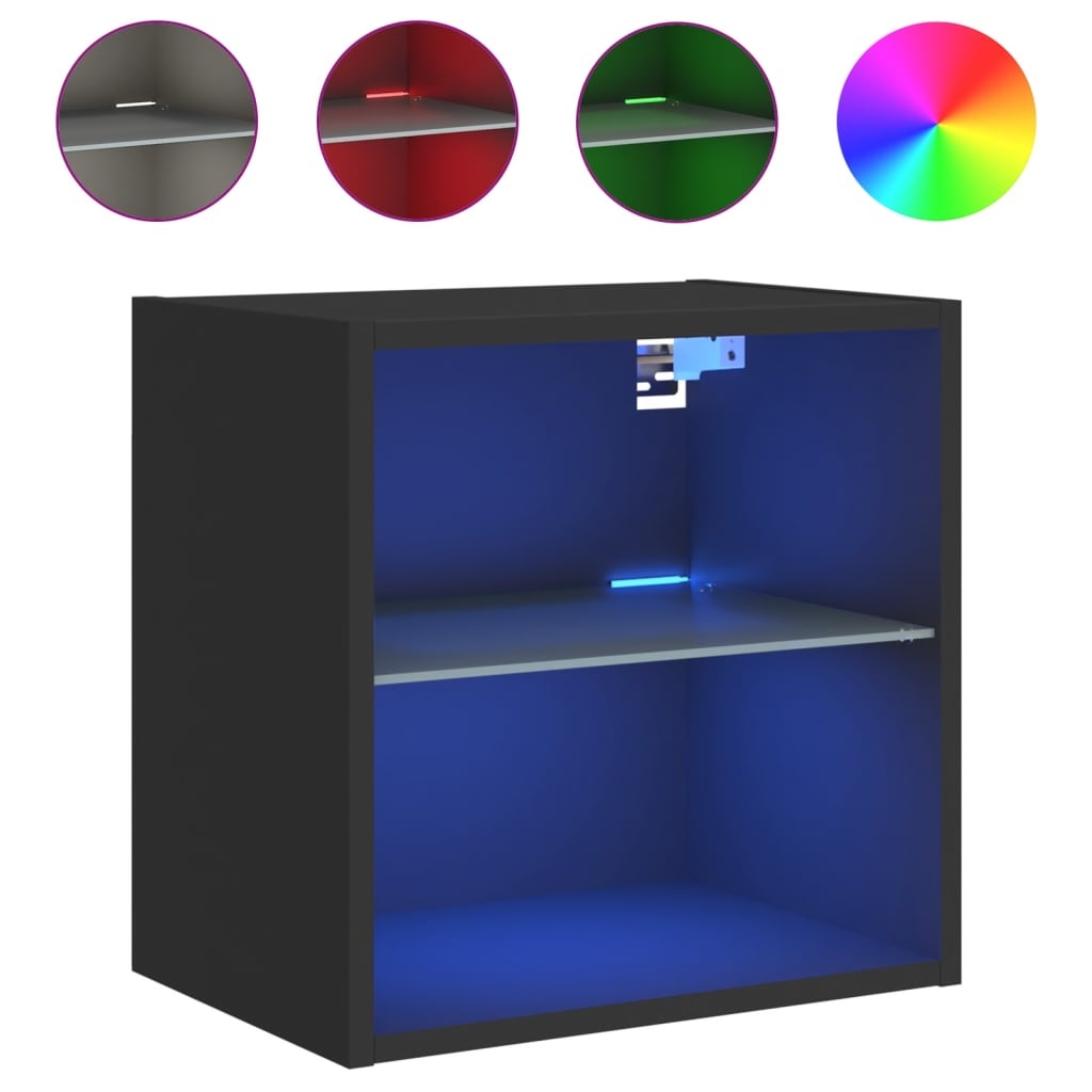 VidaXL Nachtkastje met LED's wandgemonteerd zwart