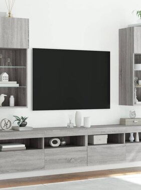 VidaXL Tv-meubels met LED-verlichting 2 st 40,5x30x80 cm grijs sonoma