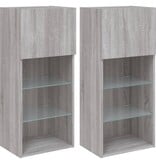 VidaXL Tv-meubels met LED-verlichting 2 st 40,5x30x80 cm grijs sonoma