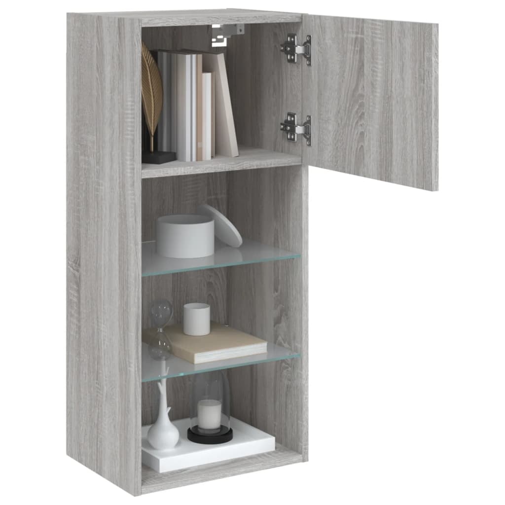 VidaXL Tv-meubels met LED-verlichting 2 st 40,5x30x80 cm grijs sonoma