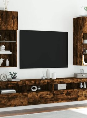 VidaXL Tv-meubels met LED-verlichting 2 st 40,5x30x90 cm gerookt eiken