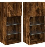 VidaXL Tv-meubels met LED-verlichting 2 st 40,5x30x90 cm gerookt eiken