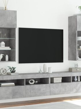 VidaXL Tv-meubels met LED-verlichting 2 st 40,5x30x90 cm betongrijs