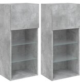 VidaXL Tv-meubels met LED-verlichting 2 st 40,5x30x90 cm betongrijs