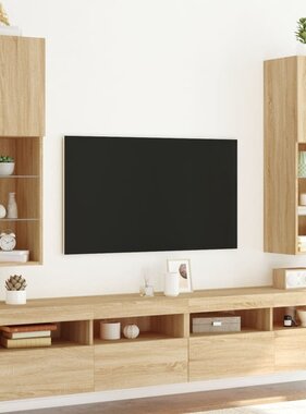 VidaXL Tv-meubels met LED-verlichting 2 st 30,5x30x102 cm sonoma eiken