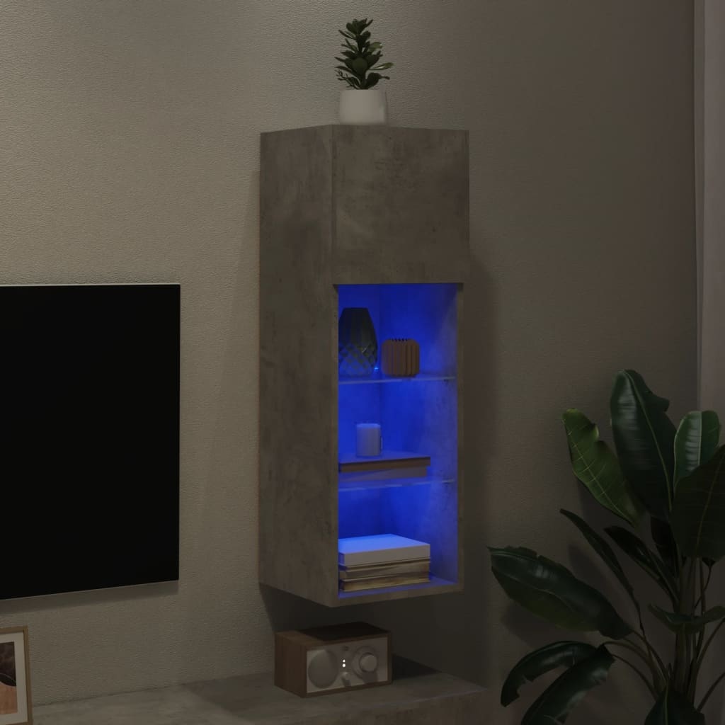 VidaXL Tv-meubel met LED-verlichting 30,5x30x90 cm betongrijs