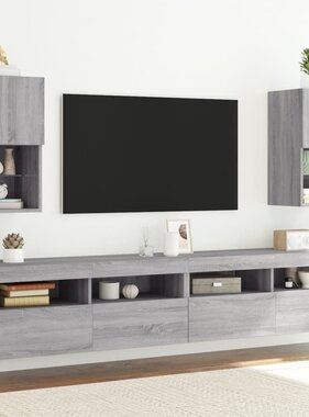 VidaXL Tv-meubelen 2 st met LED-verlichting 30,5x30x60 cm grijs sonoma