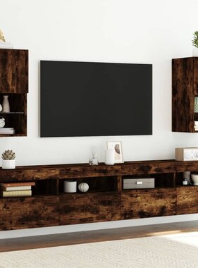 VidaXL Tv-meubelen 2 st LED-verlichting 30,5x30x60 cm gerookt eiken