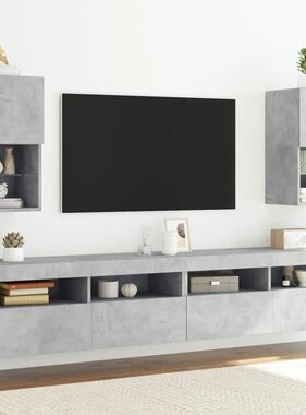 VidaXL Tv-meubelen 2 st met LED-verlichting 30,5x30x60 cm betongrijs
