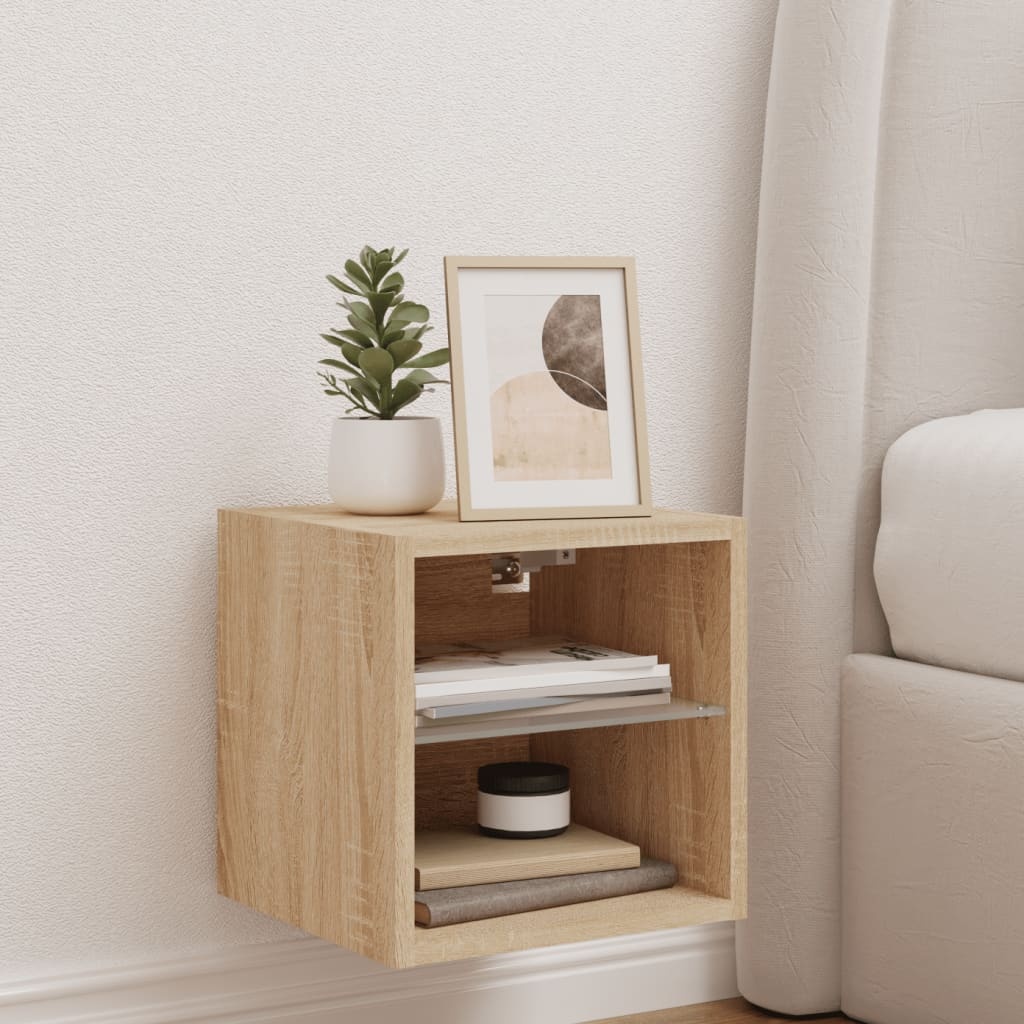 VidaXL Tv-wandmeubel met LED-verlichting 30x28,5x30 cm sonoma eiken