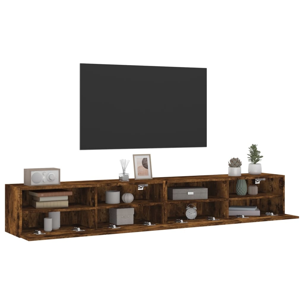 VidaXL Tv-wandmeubels 2 st 100x30x30 cm bewerkt hout gerookt eiken