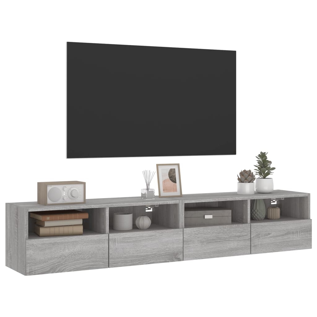 VidaXL Tv-wandmeubels 2 st 80x30x30 cm bewerkt hout grijs sonoma eiken