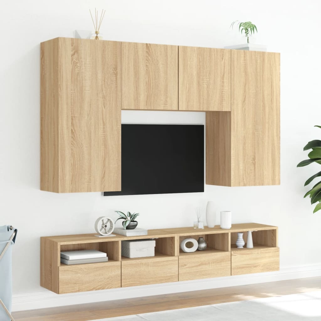 VidaXL Tv-wandmeubels 2 st 80x30x30 cm bewerkt hout sonoma eikenkleur