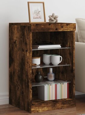 VidaXL Dressoir met LED-verlichting 41x37x67 cm gerookt eikenkleurig