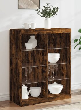 VidaXL Dressoir met LED-verlichting 81x37x100 cm gerookt eikenkleurig