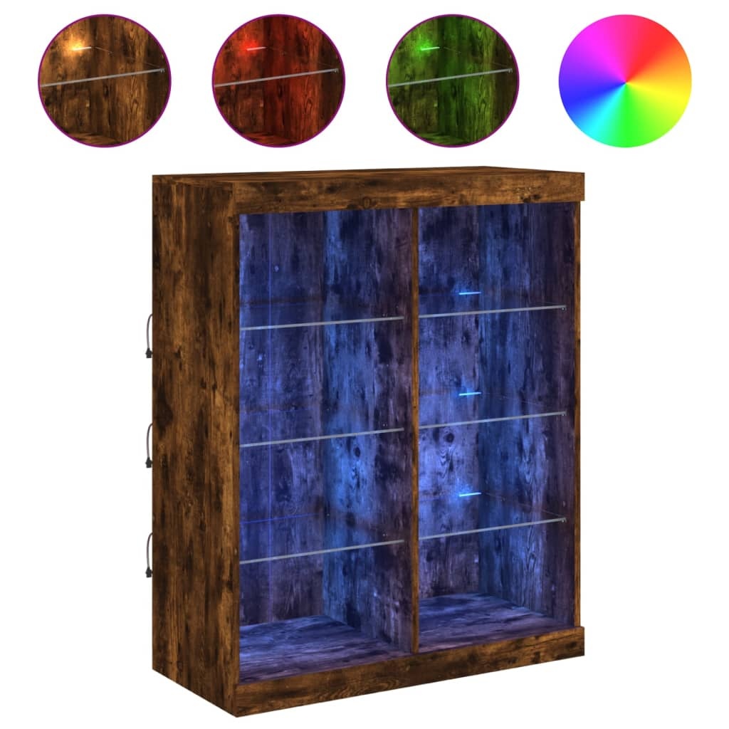 VidaXL Dressoir met LED-verlichting 81x37x100 cm gerookt eikenkleurig