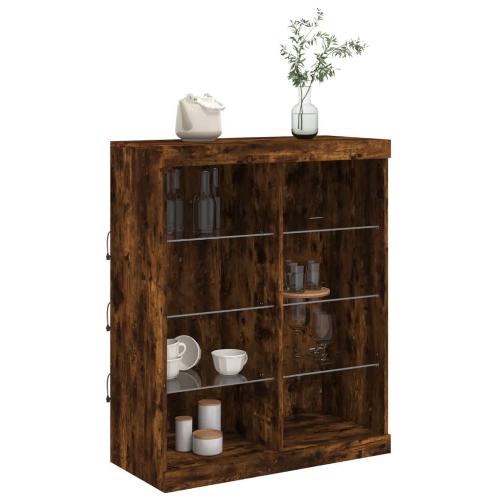 VidaXL Dressoir met LED-verlichting 81x37x100 cm gerookt eikenkleurig