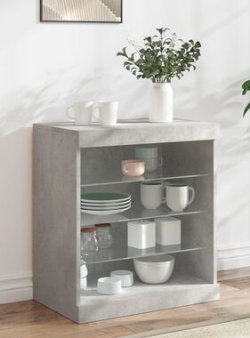 VidaXL Dressoir met LED-verlichting 60,5x37x67 cm betongrijs