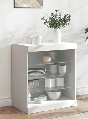 VidaXL Dressoir met LED-verlichting 60,5x37x67 cm wit