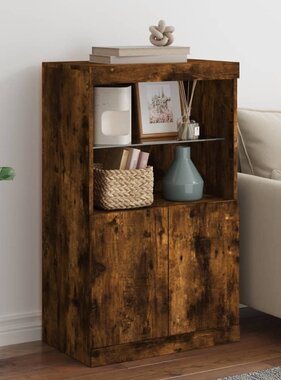 VidaXL Dressoir met LED-verlichting 60,5x37x100 cm gerookt eikenkleur