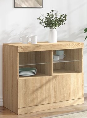 VidaXL Dressoir met LED-verlichting 81x37x67 cm sonoma eikenkleurig