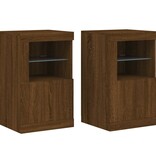 VidaXL Bijzetkastjes met LED 2 st bewerkt hout bruin eikenkleur