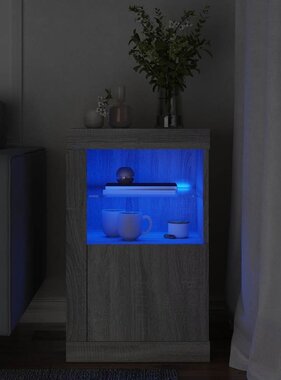 VidaXL Bijzetkast met LED bewerkt hout grijs sonoma