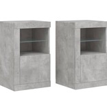 VidaXL Bijzetkastjes met LED-verlichting 2 st bewerkt hout betongrijs