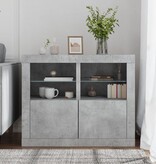 VidaXL Bijzetkastjes met LED-verlichting 2 st bewerkt hout betongrijs