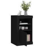 VidaXL Bijzetkast met LED-verlichting bewerkt hout zwart