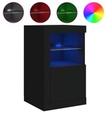 VidaXL Bijzetkast met LED-verlichting bewerkt hout zwart