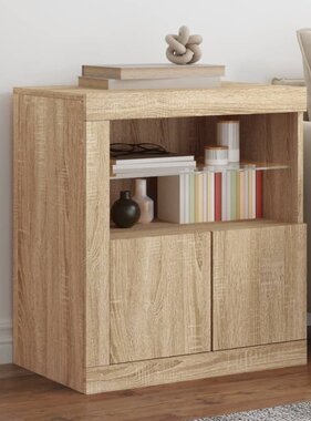 VidaXL Dressoir met LED-verlichting 60,5x37x67 cm sonoma eikenkleurig