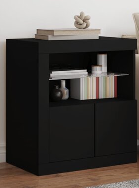 VidaXL Dressoir met LED-verlichting 60,5x37x67 cm zwart