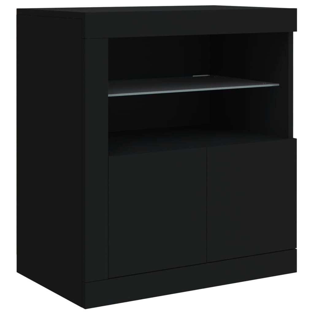 VidaXL Dressoir met LED-verlichting 60,5x37x67 cm zwart