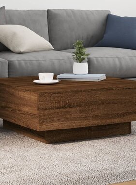 VidaXL Salontafel met LED-verlichting 80x80x31 cm bruin eikenkleur