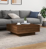 VidaXL Salontafel met LED-verlichting 80x80x31 cm bruin eikenkleur