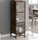 VidaXL Hoge kast met glazen deuren 35x37x120 cm gerookt eikenkleurig