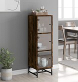 VidaXL Hoge kast met glazen deuren 35x37x120 cm gerookt eikenkleurig